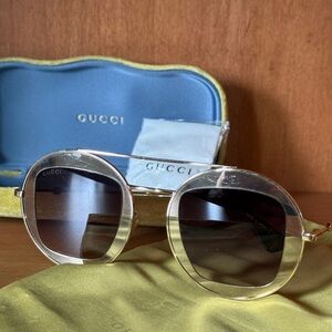 Gucci Gold Frame Sunglasses with Dark Lenses